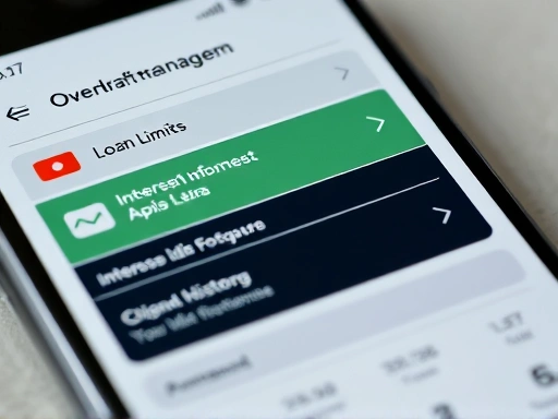 인터넷 뱅킹 앱의 마이너스 통장 관리 화면을 클로즈업한 이미지