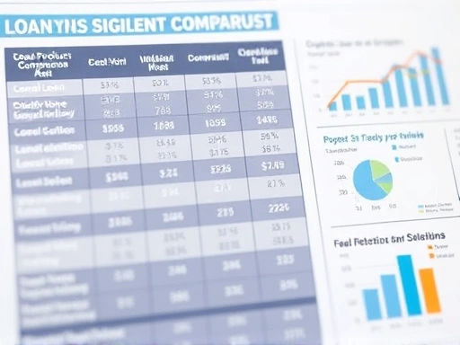 대출 상품 비교 분석표를 확대하여 보여주는 클로즈업 이미지