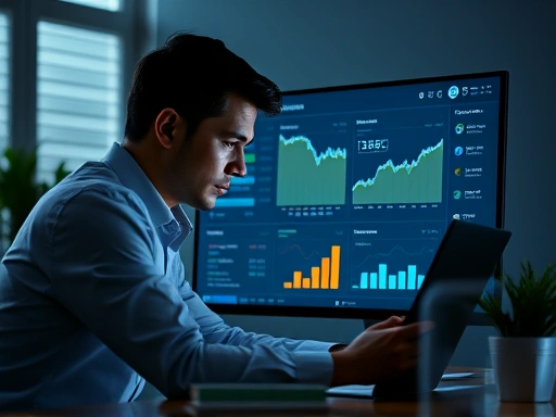 {개인 투자자가 P2P 플랫폼 인터페이스를 주의 깊게 검토하는 장면