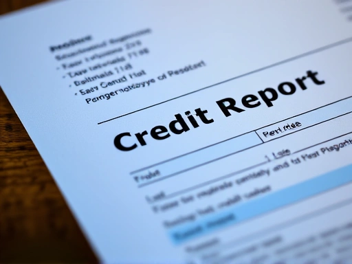 신용평가 보고서 클로즈업, 중요한 정보 강조 및 분석적 분위기