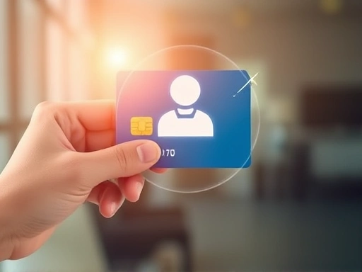신용카드를 들고 있는 손, 고객센터 아이콘, 밝은 조명과 깔끔한 디자인으로 신뢰감을 주는 분위기