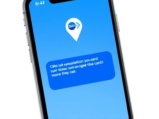 스마트폰 화면에 뜬 챗봇 상담창, 카드사 로고, 푸른색과 흰색을 사용하여 전문적이고 편리한 느낌 강조