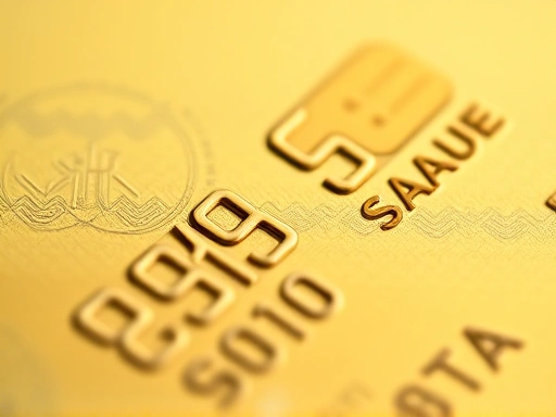신용카드의 클로즈업 샷, 금색 카드와 복잡한 디테일이 강조되어 고급스럽고 안전한 금융을 상징하는 두 번째 이미지