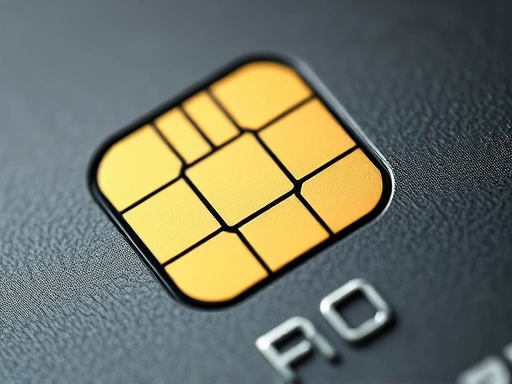 신용카드의 칩 부분을 클로즈업하여 강조한 이미지