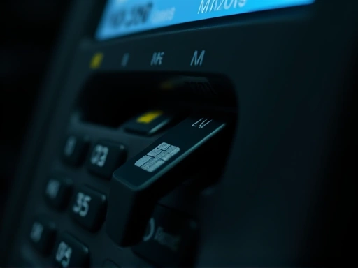 카드 리더기 삽입구 주변에 부착된 작은 스키밍 장치의 클로즈업 이미지