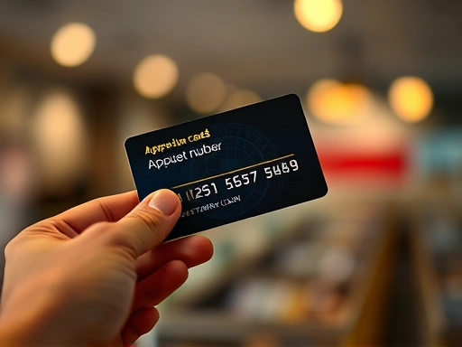 손에 들린 신용카드, 영수증의 승인번호 강조, 밝고 차분한 조명, 정보 전달 분위기