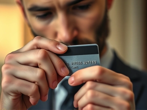 신용카드 해지 시 주의사항을 꼼꼼히 확인하는 클로즈업 장면