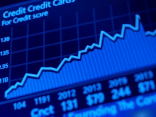 신용카드 사용 내역과 신용점수 변화를 보여주는 그래프, 클로즈업 촬영과 푸른색 조명을 사용하여 데이터의 신뢰성과 중요성을 강조하고 금융적 맥락을 부각