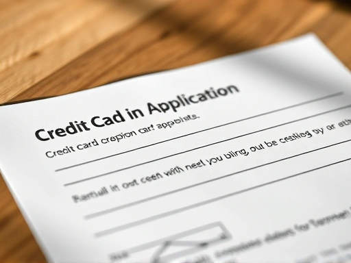 신용카드 신청 서류를 보여주는 클로즈업 샷, 부드러운 자연광 조명, 차분하고 신뢰감 있는 분위기