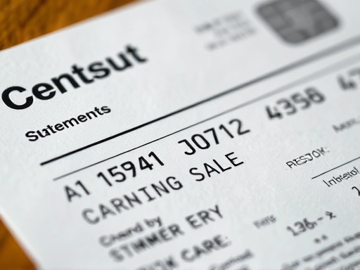 신용카드 명세서의 클로즈업 샷으로, 중요 정보가 강조되어 있습니다.