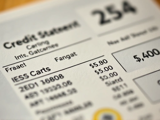 신용카드 명세서를 확대하여 보여주는 이미지