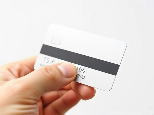 새 신용카드를 손으로 잡고 자기 띠 부분을 확대하여 보여줍니다.