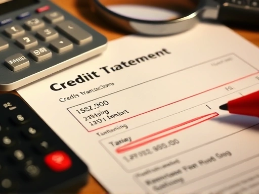 신용카드 명세서의 일부가 클로즈업되어 있고, 붉은색 마커로 의심스러운 거래 내역이 표시되어 있습니다.