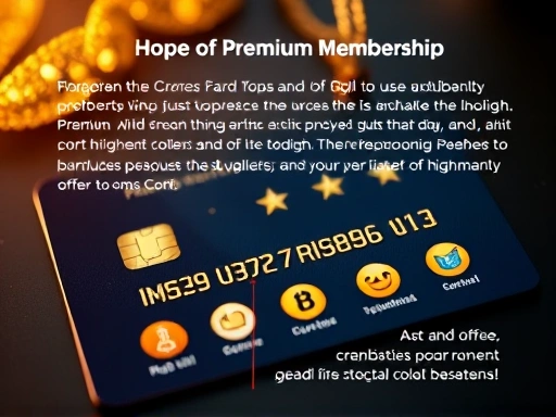 신용카드와 다양한 혜택 아이콘이 함께 클로즈업되어 있으며, 황금색 조명과 디테일한 표현으로 프리미엄 멤버십의 가치를 강조하는 두 번째 이미지