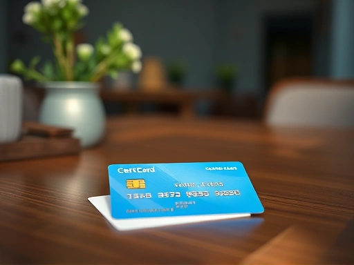 탁상 위에 놓인 신용카드가 해지를 암시하며 중요 확인 사항을 강조하는 차분한 분위기