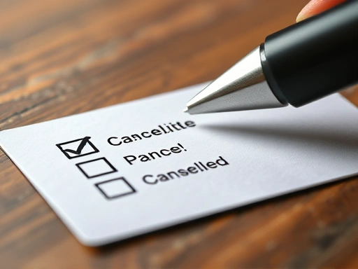 해지될 신용카드 위에 놓인 체크리스트와 펜, 클로즈업 촬영과 부드러운 조명으로 결정의 중요성과 신중함을 강조