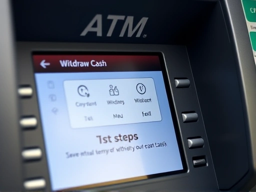 ATM 화면의 클로즈업 이미지