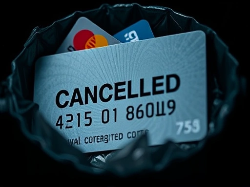 해지된 신용카드가 안전하게 폐기되는 클로즈업 장면