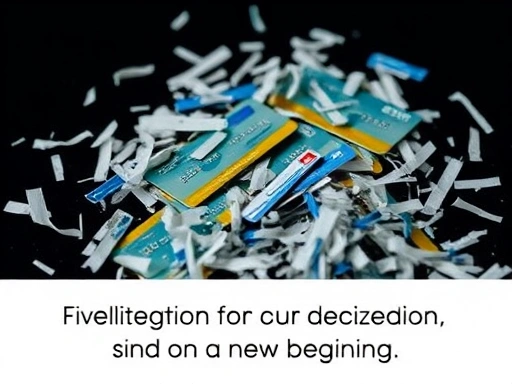 잘린 신용카드 조각들이 한 곳에 모여있는 모습