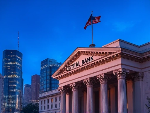 중앙 은행 건물 클로즈업.