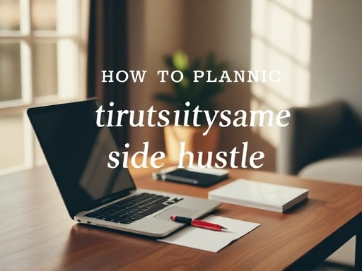 {세련된 작업 공간에 노트북, 펜, 종이가 놓여 있고, 밝은 자연광이 창문을 통해 들어오는 장면