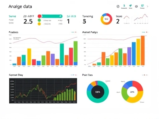 다채로운 색상의 그래프와 차트가 재정 분석 대시보드를 장식합니다.