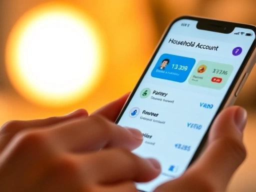 가계부 앱 인터페이스의 클로즈업 샷은 사용자 상호 작용과 개인 재정 관리를 강조합니다.