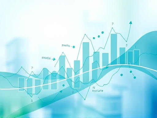 시간의 흐름에 따라 변화하는 주식, 채권, 부동산 등 여러 자산의 그래프가 유기적으로 연결되어 포트폴리오를 이루는 추상적인 이미지
