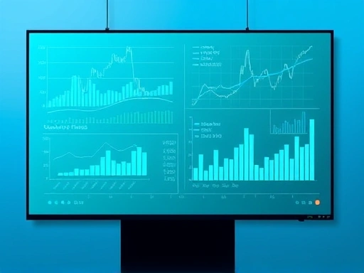 다양한 종류의 금융 그래프와 차트가 펼쳐진 투명한 화면 위에 인덱스 펀드를 상징하는 안정적인 상승곡선과 액티브 펀드를 상징하는 변동성 높은 곡선이 겹쳐져 있는 모습