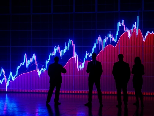 주식 시장 그래프와 투자자의 실루엣이 교차하는 이미지