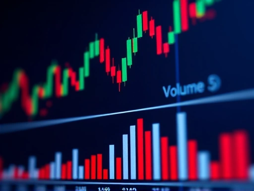 가격과 거래량의 관계를 보여주는 주식 차트의 확대 이미지