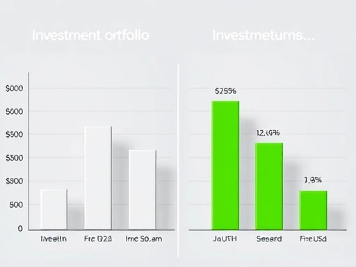 두 개의 다른 투자 포트폴리오를 나타내는 막대 그래프가 나란히 비교되어 있는 모습