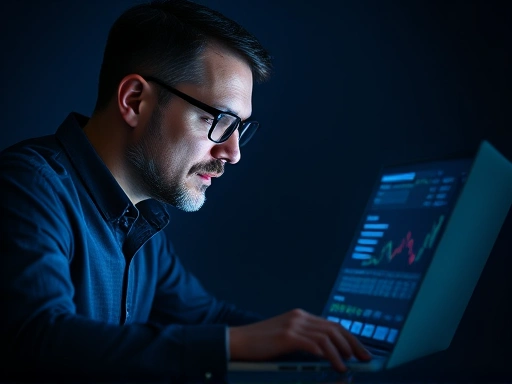 혼란스러운 투자 정보 앞에서 신중하게 분석하고 있는 투자자의 모습