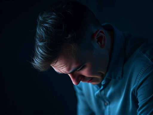 {투자 실패 후 좌절에 빠진 투자자가 고개를 숙인 채 낙담하고 있는 모습