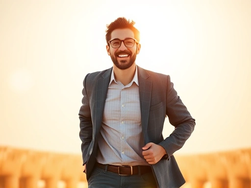 {투자 실패를 딛고 일어선 투자자가 밝은 미소를 지으며 앞으로 나아가는 모습