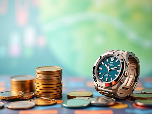 다채로운 색상으로 빛나는 펀드 자산과 투자 시계 이미지