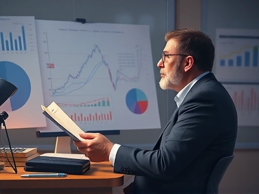 개인 투자자가 차트를 분석하며 미래를 생각하는 모습