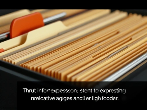 서류 정리 도구와 체계적인 폴더 분류를 클로즈업하여 보여주는 이미지