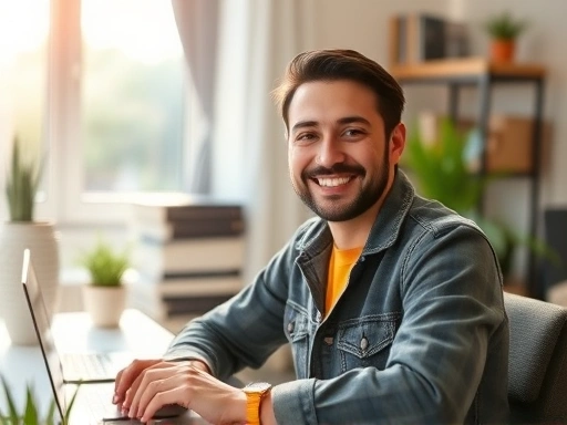 성공적인 부업가의 밝고 긍정적인 분위기