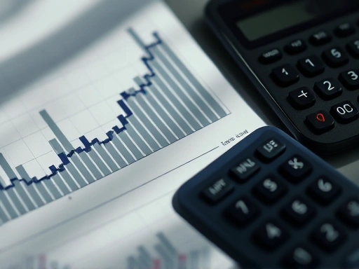 클로즈업된 그래프와 계산기 이미지