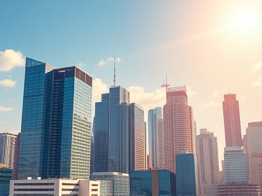 고층 빌딩과 도시 경관이 어우러진 이미지