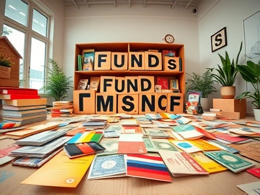 다양한 펀드 투자 옵션을 보여주는 넓은 시야의 실내 이미지