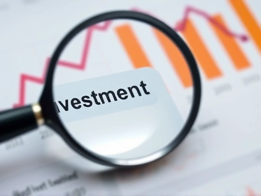 돋보기로 투자 분석을 강조하는 클로즈업 이미지