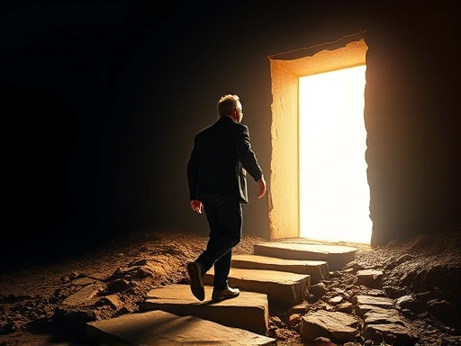 좌절감을 극복하고 미래를 향해 나아가는 투자자의 의지를 담은 첫 번째 이미지