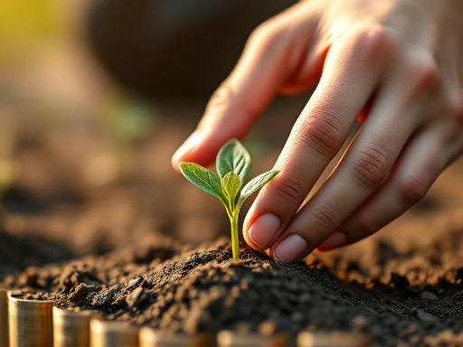 새로운 시작을 상징하는 씨앗을 심는 투자자의 손길을 클로즈업한 두 번째 이미지