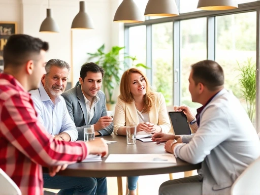 다양한 연령대의 사람들이 펀드 투자 전략을 논의하는 모습