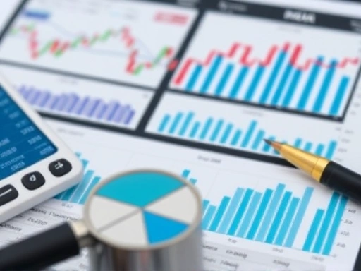 투자 그래프와 분석 도구가 클로즈업된 이미지