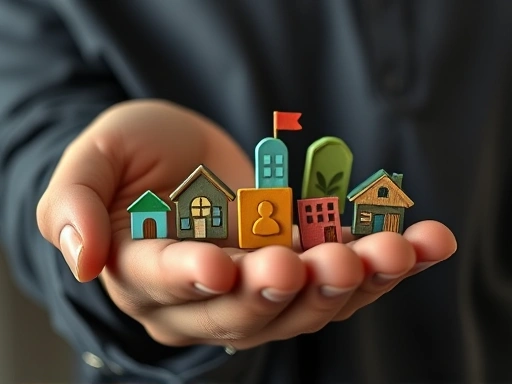 손에 들린 다양한 펀드 투자 옵션을 보여주는 아이콘, 재정적 성장 가능성을 강조하기 위해 전략적 투자 결정을 내리는 클로즈업 샷, 차분한 색상 팔레트와 주의 깊은 조명을 사용하여 신중하고 정보에 입각한 느낌을 전달