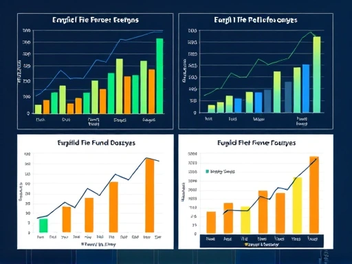 펀드 정보 비교 분석을 위한 차트와 그래프, 차분하고 전문적인 분위기