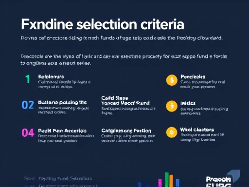 펀드 선택 기준을 설명하는 인포그래픽, 밝은 색상과 깔끔한 디자인으로 정보를 시각적으로 강조하는 첫 번째 이미지